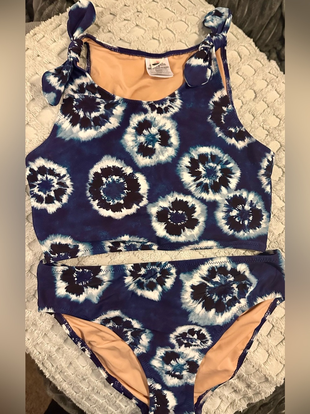 Girls Blue Tie-Dye Two-Piece TankinSwimsuit - Kids Swim